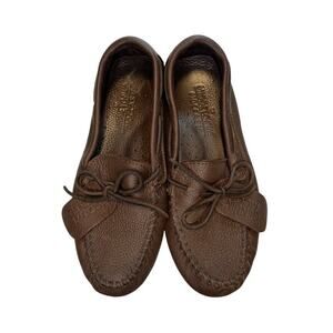 Minnetonka moccasins, Brown leather, women’s 10.5, genuine Moose leather.